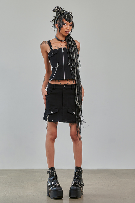 Thumbnail - Banned Alternative STREET ANARCHY SKIRT Kurzer Rock schwarz in M