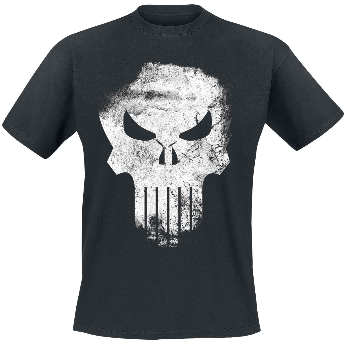 Image of Marvel Knights Punischer Distressed Skull T-Shirt schwarz