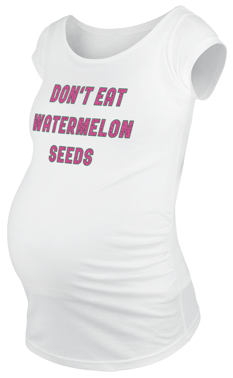 Umstandsmode T-Shirt - Don`t Eat Watermelon Seeds - S bis 3XL - für Damen - Größe 3XL - weiß