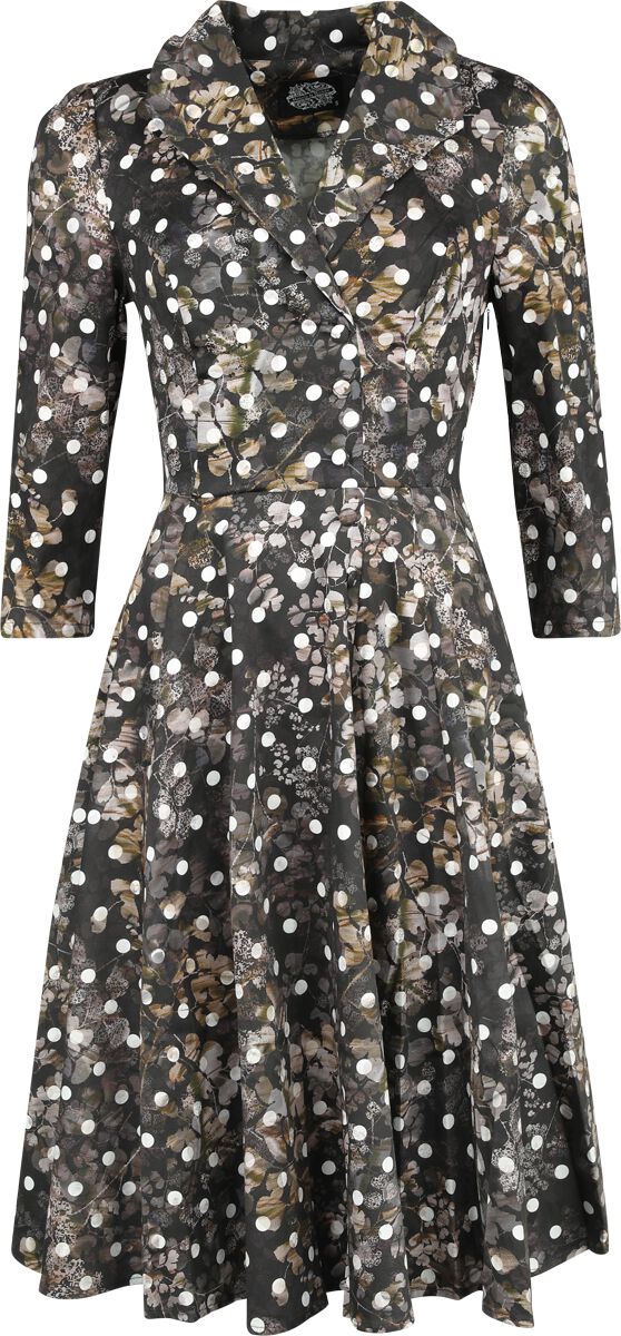 H&R London - Rockabilly Kleid knielang - XS bis 4XL - für Damen - Größe S - multicolor