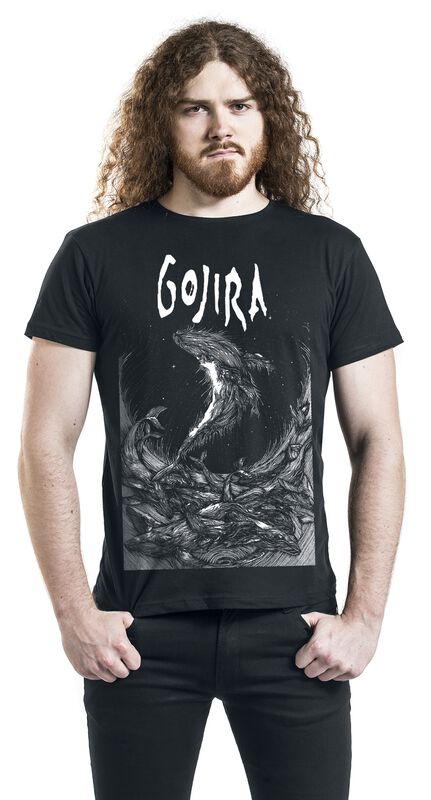 Band Merch Gojira Woodblock Whales | Gojira T-Shirt