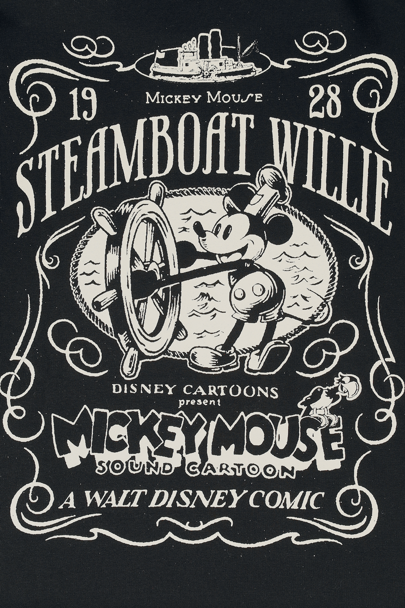 Thumbnail - Mickey Mouse Steamboat Willie Kapuzenpullover schwarz in S