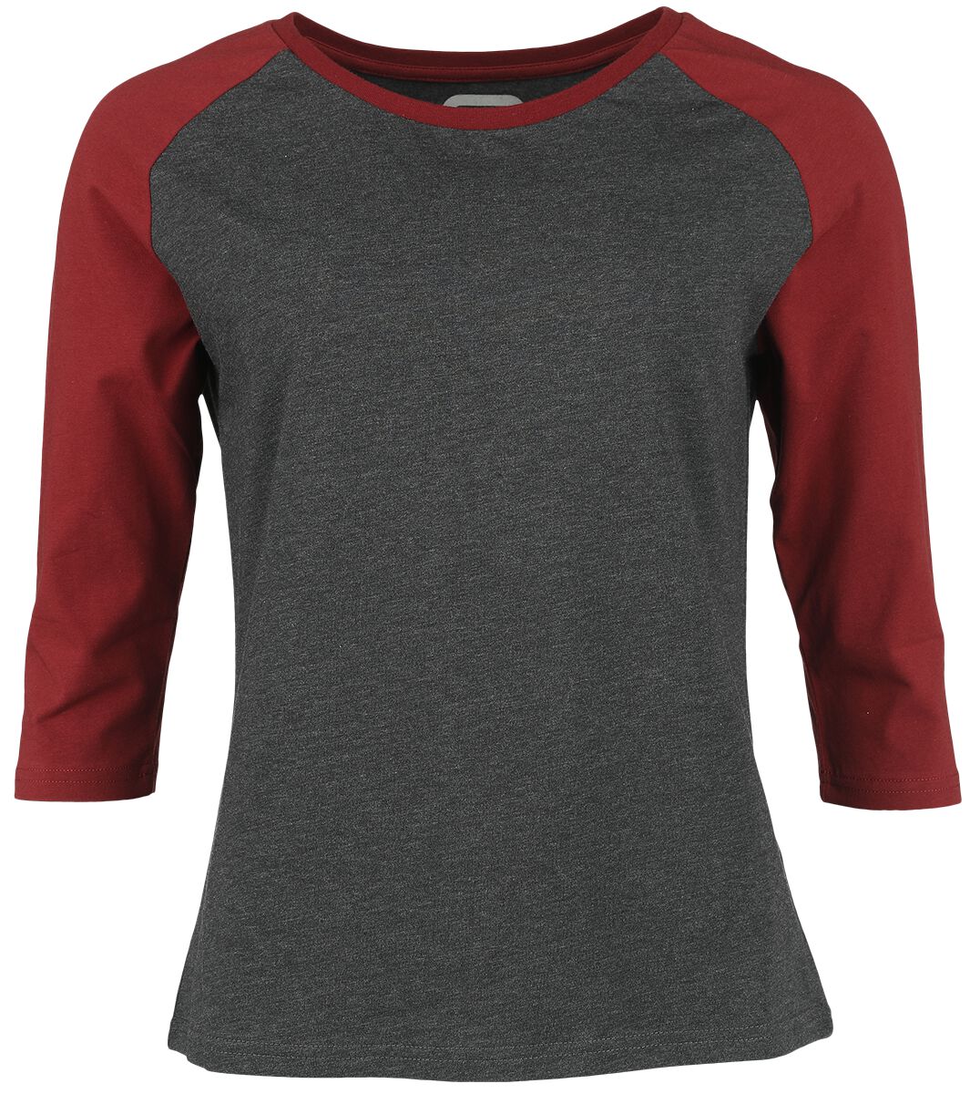 Levně RED by EMP Raglan Longsleeve Dámské tričko s dlouhými rukávy šedá melírovaná / červená