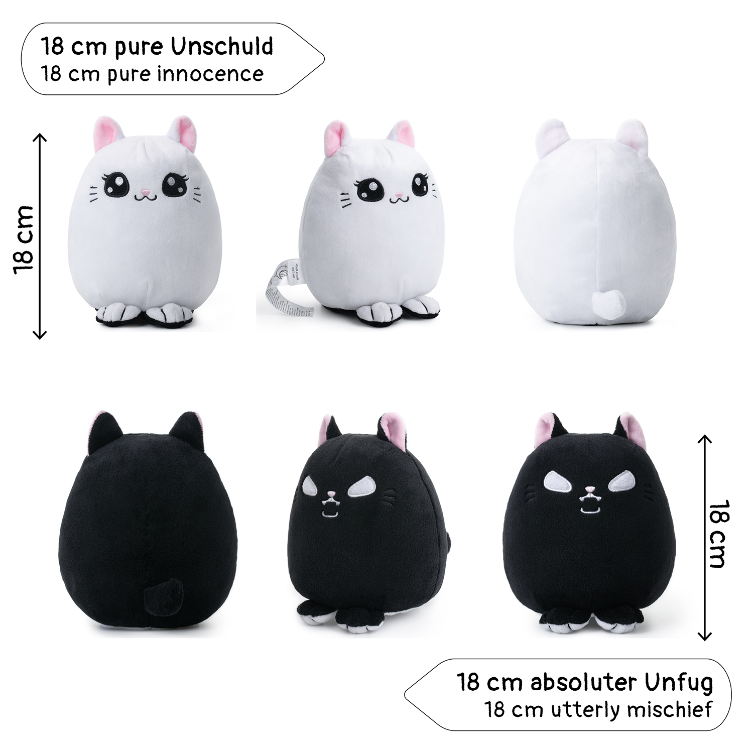 Corimori Süße Katze - Böse Katze (Miso-Mochi) (Wendeplüsch) Plüschfigur weiß schwarz - 31.83% Rabatt