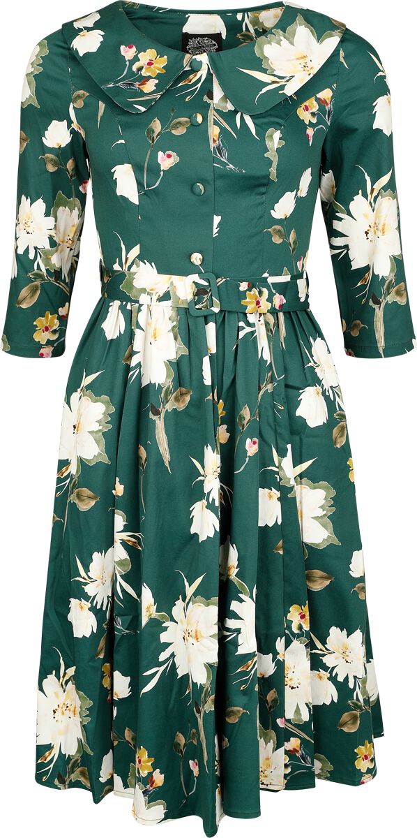 🏷️ Robe mi-longue Rockabilly de H&R London - Robe à fleurs Emerald - pour Femme