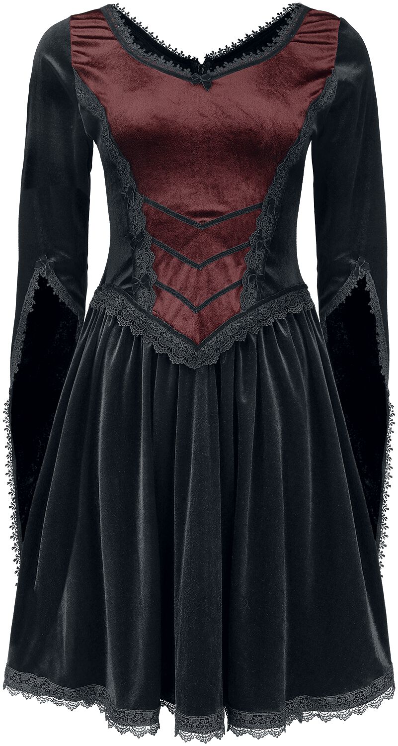 Sinister Gothic - Gothic Kurzes Kleid - Minidress - M bis XXL - für Damen - Größe M - schwarz/rot
