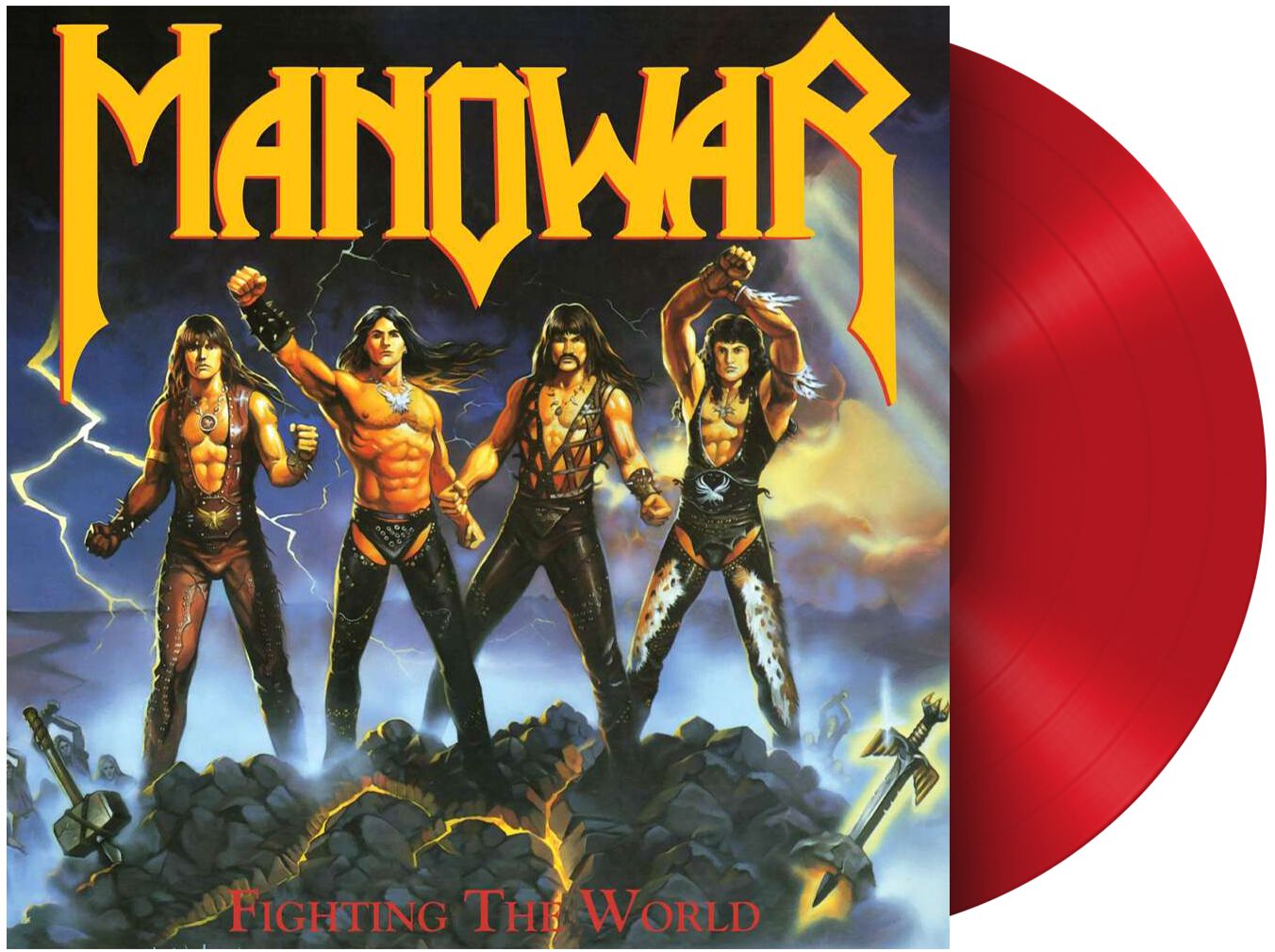 Manowar Fighting the world LP rot Manowar Fighting the world LP rot