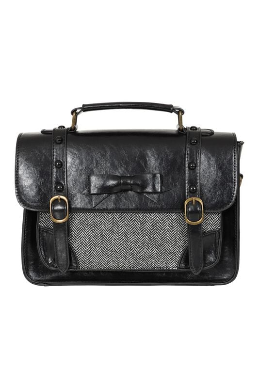 Banned Retro Handtasche - Herringbone Heirloom Satchel Bag - für Damen - schwarz