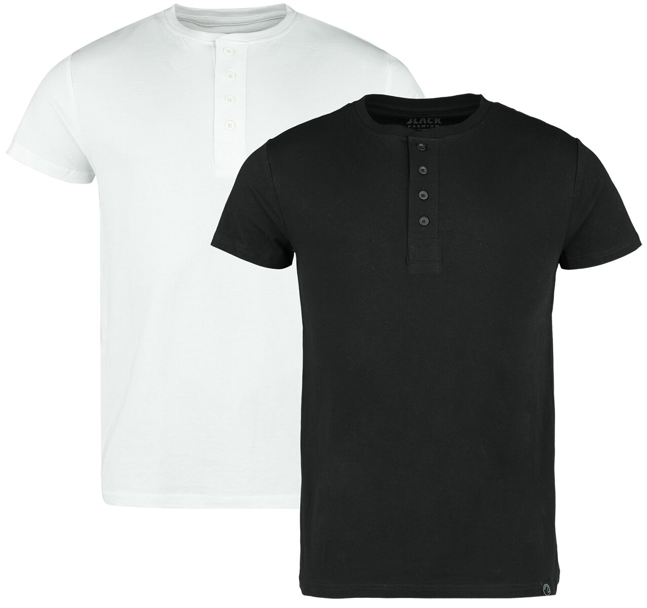 Image of T-Shirt di Black Premium by EMP - 2-pack henley t-shirts - S a XXL - Uomo - nero/bianco