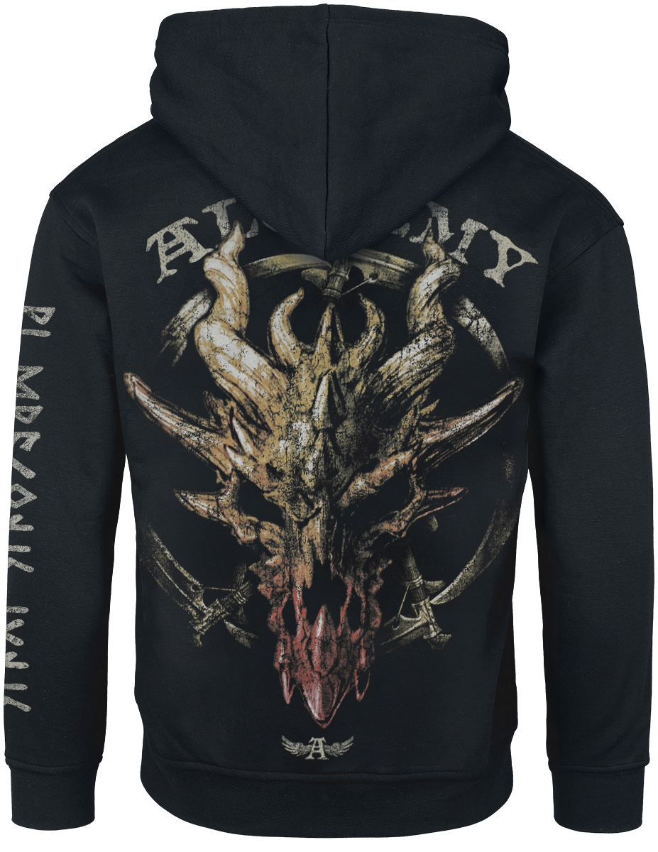 Alchemy England - Gothic Kapuzenpullover - Dragon Skull Hoodie - S bis XXL - für Männer - Größe XXL - schwarz