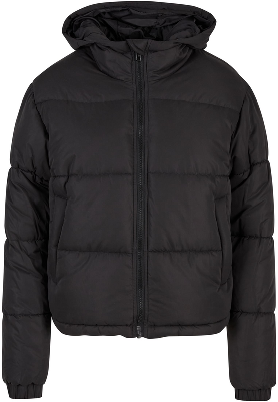 Urban Classics  Winter Jacket - Ladies' Peached Puffer Jacket with hood - for Women - black