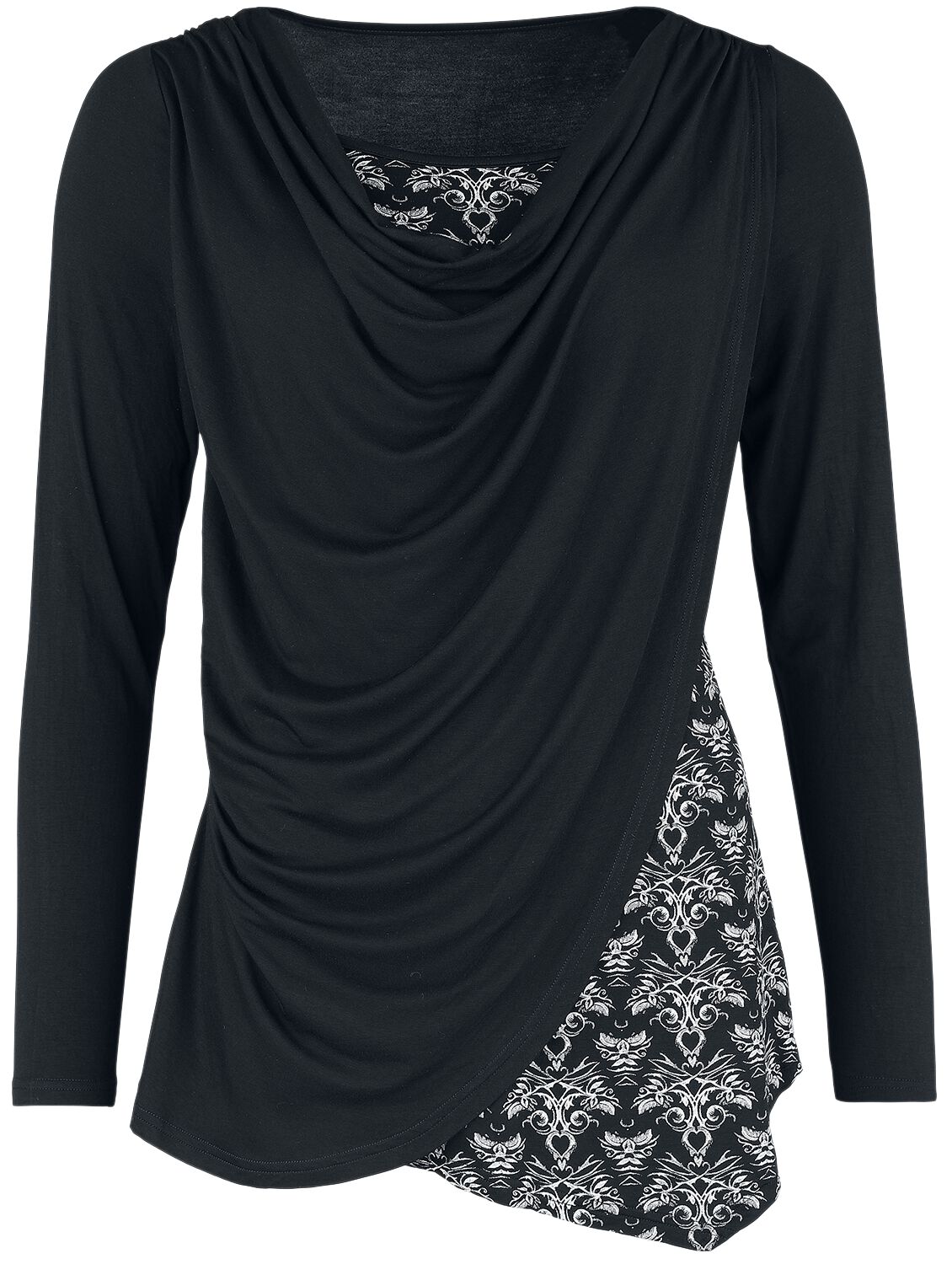 Image of Maglia Maniche Lunghe Gothic di Gothicana by EMP - Gothicana X Anne Stokes - Long-sleeved top in double-layer look - XS a 5XL - Donna - nero