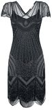 Beatrice Black Fringe Dress, GatsbyLady, Mittellanges Kleid
