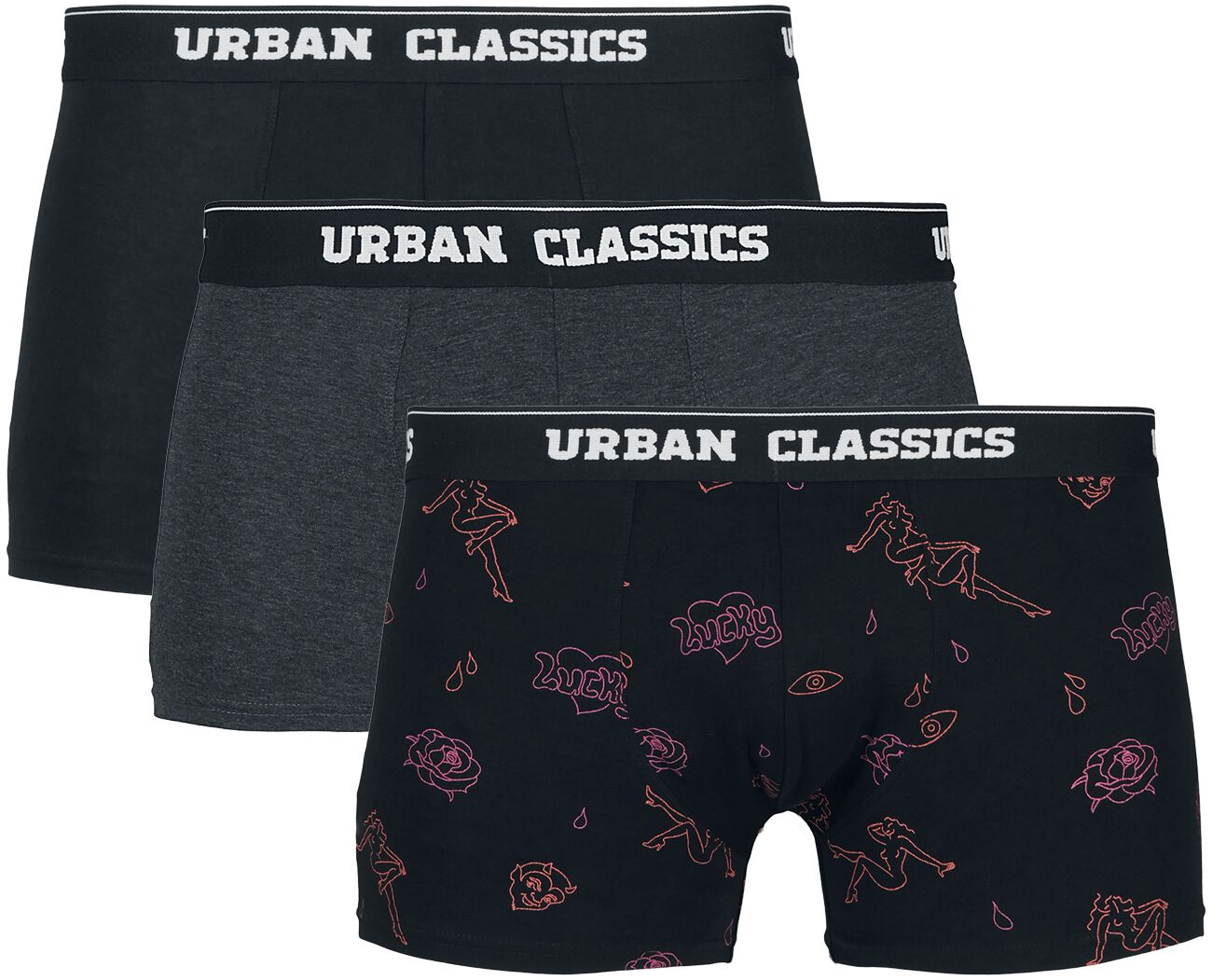 Urban Classics Boxer Shorts 3-Pack Boxers Set black grey