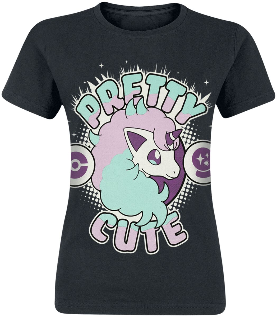 Pokémon Galar-Ponita T-Shirt schwarz in L Q124-001234 - B&C #E150 Women Black - P0053