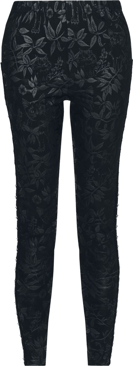 Rockabilly Leggings - Cat Print Leggings With Side Trim - XS bis 4XL - für Damen - Größe S - schwarz - Frauen - female