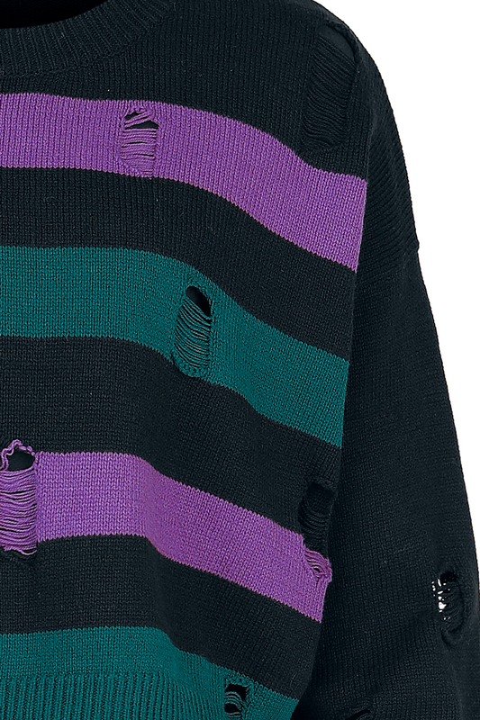 Thumbnail - Full Volume by EMP Cute Morbid cropped sweater with destroy effects Strickpullover schwarz in XXL