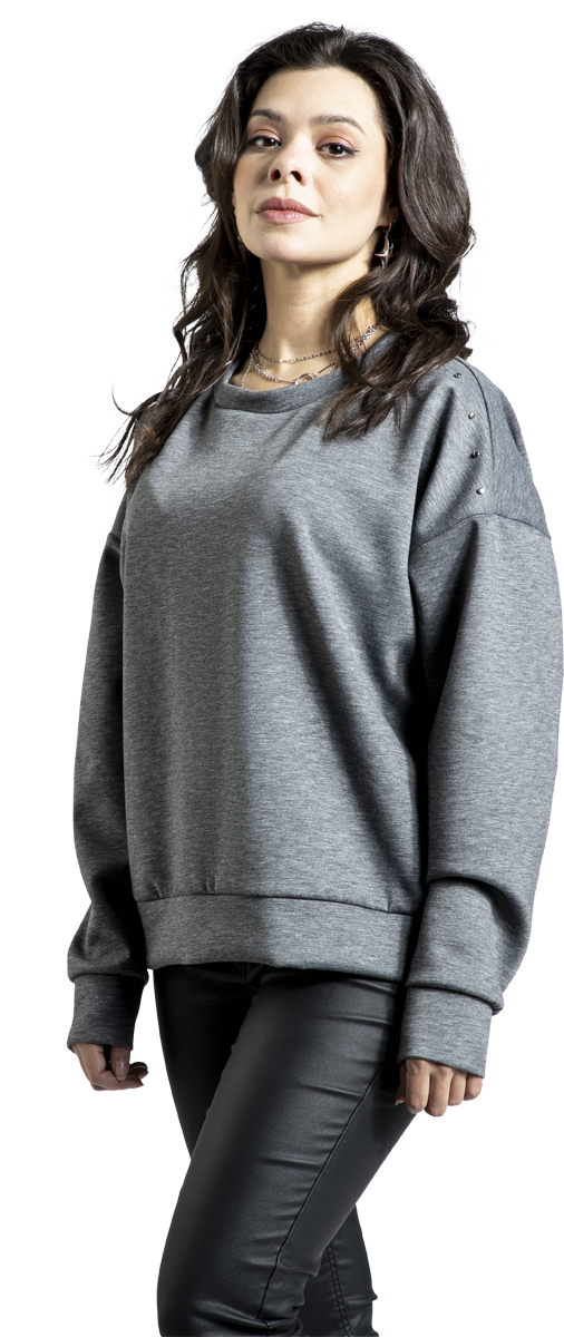 Thumbnail - RED by EMP Fine Line Rivets Langarmshirt grau in S