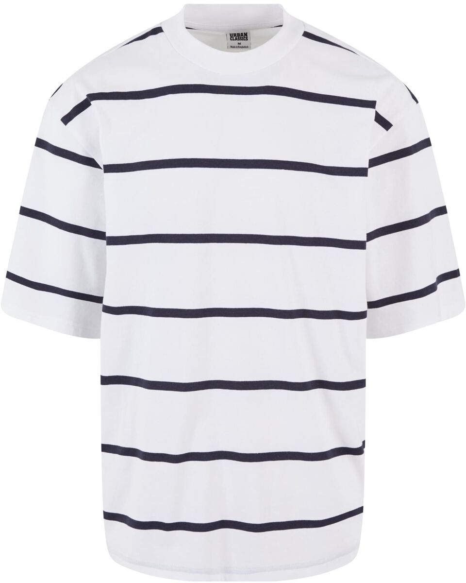 Image of T-Shirt di Urban Classics - Oversized Sleeve Modern Stripe T-shirt - S a XXL - Uomo - bianco/nero