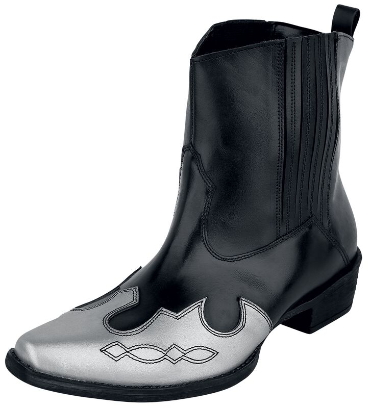 Schwarze Cowboy-Boots mit farblich abgesetzter Schuhspitze