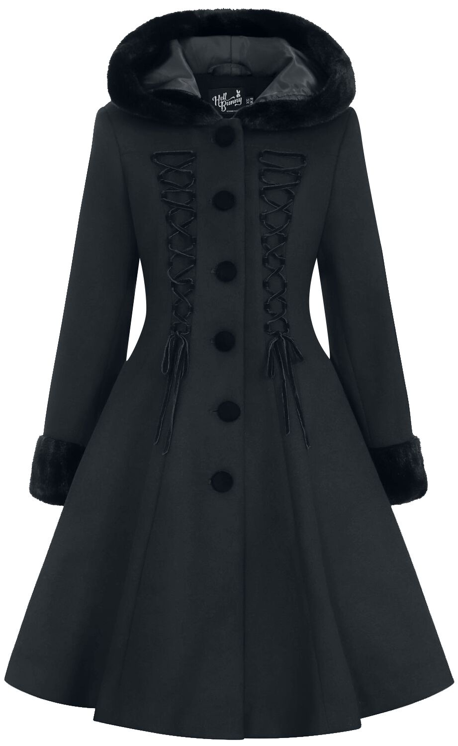 Amaya Coat Mantel schwarz von Hell Bunny
