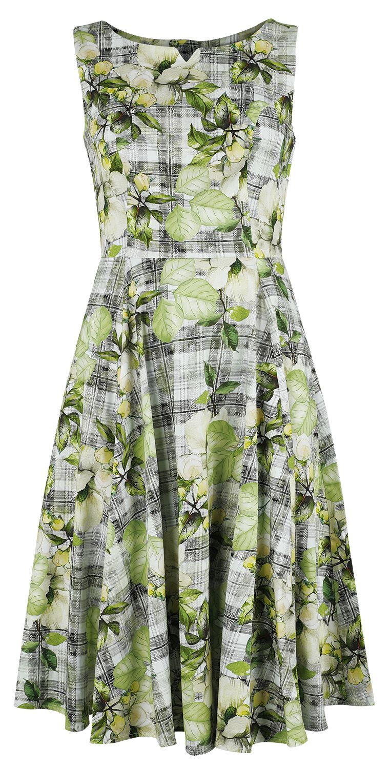 H&R London - Rockabilly Kleid knielang - Geraldine Swing Dress - XS bis 4XL - für Damen - Größe M - braun/grün