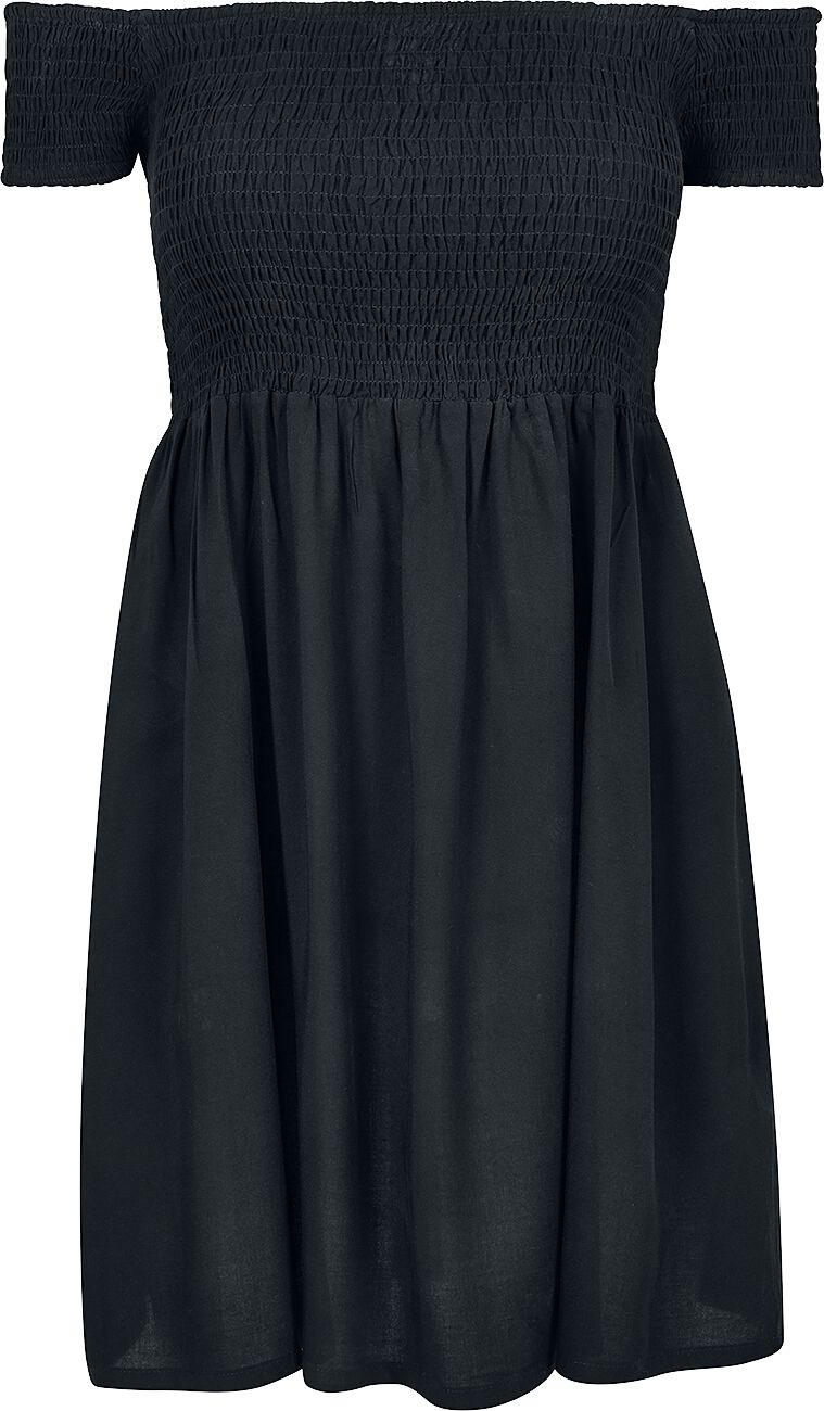Ladies Smoked Off Shoulder Dress Kurzes Kleid schwarz von Urban Classics