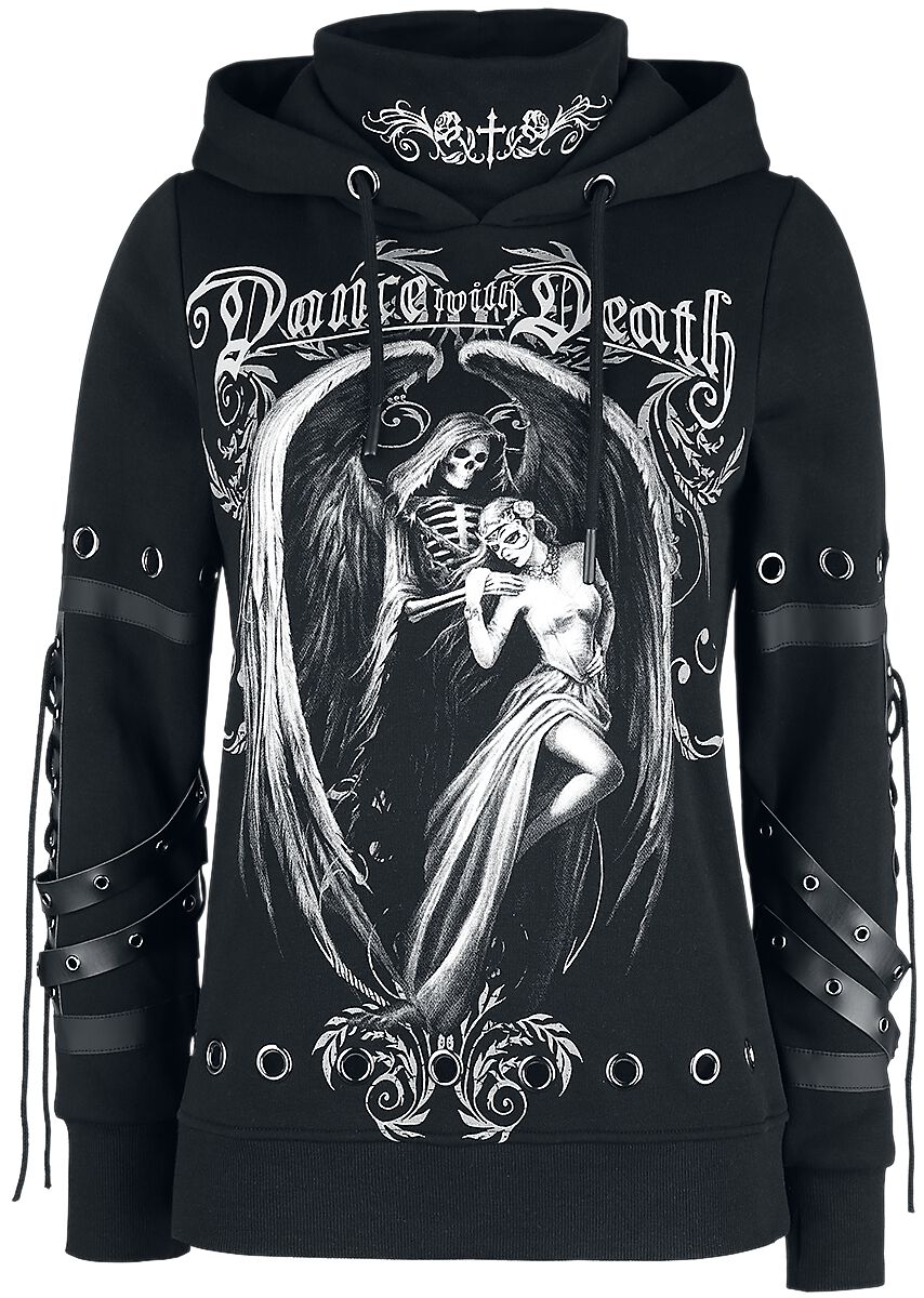 Image of Felpa con cappuccio Gothic di Gothicana by EMP - Gothicana X Anne Stokes - Black Hoodie with Print and Details - XS a 5XL - Donna - nero