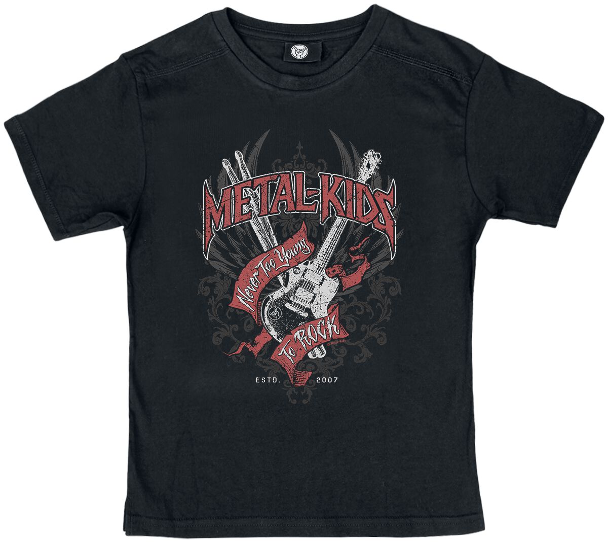 T-shirt de Metal Kids - Never Too Young To Rock - 104 à 164 - pour filles & garçonse - noir