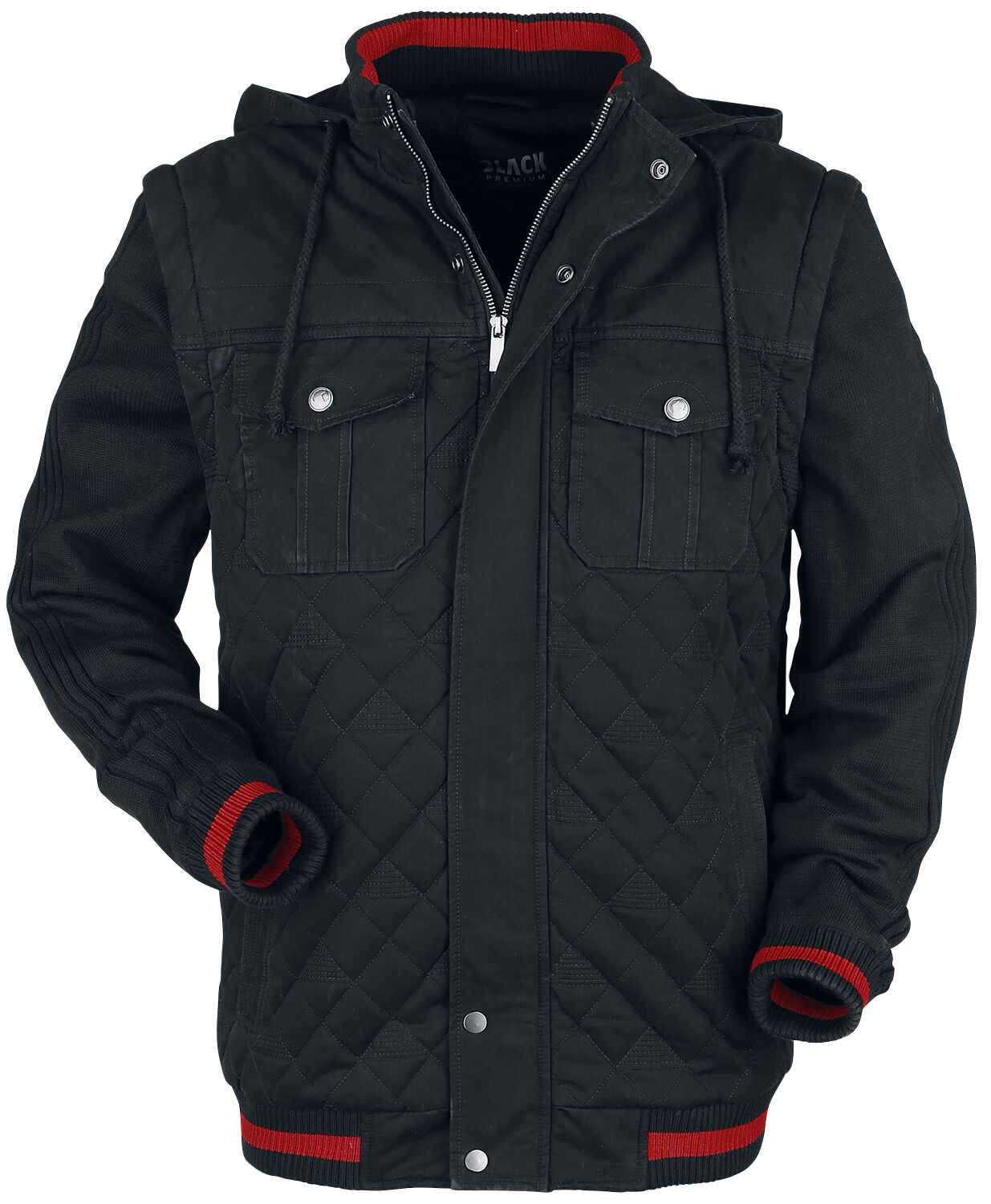 Image of Black Premium by EMP Schwarze Jacke mit Steppung und roten Details Jacke schwarz