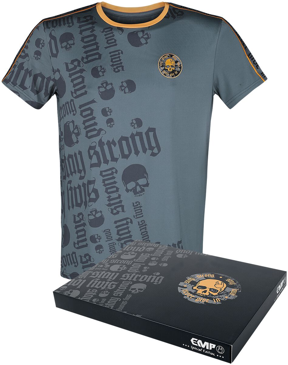 EMP Special Collection Sport T-shirt with Writing and Skull Print T-Shirt grey