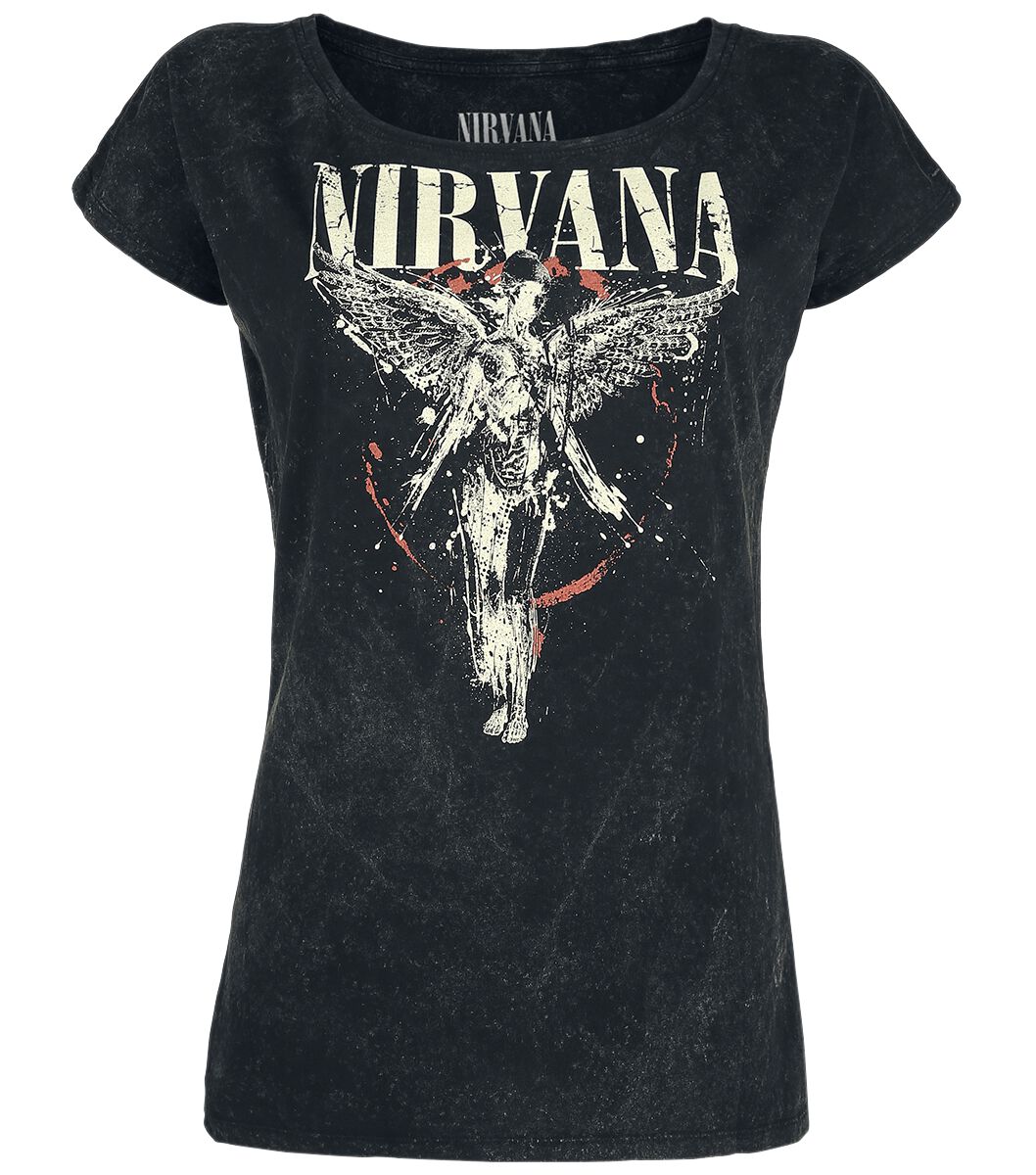 Nirvana T-Shirt - Angel - S bis 3XL - für Damen - Größe S - charcoal  - Lizenziertes Merchandise!