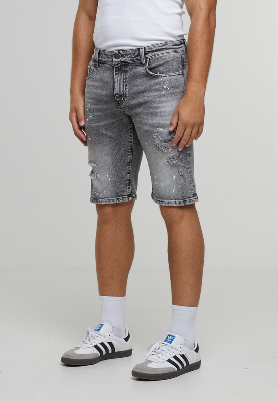 4255773734638 - VICTOR RIPPED SLIM FIT SHORTS-WASHED GREY Short grau in 33 4255773734638 - VICTOR RIPPED SLIM FIT SHORTS-WASHED GREY Short grau in 33