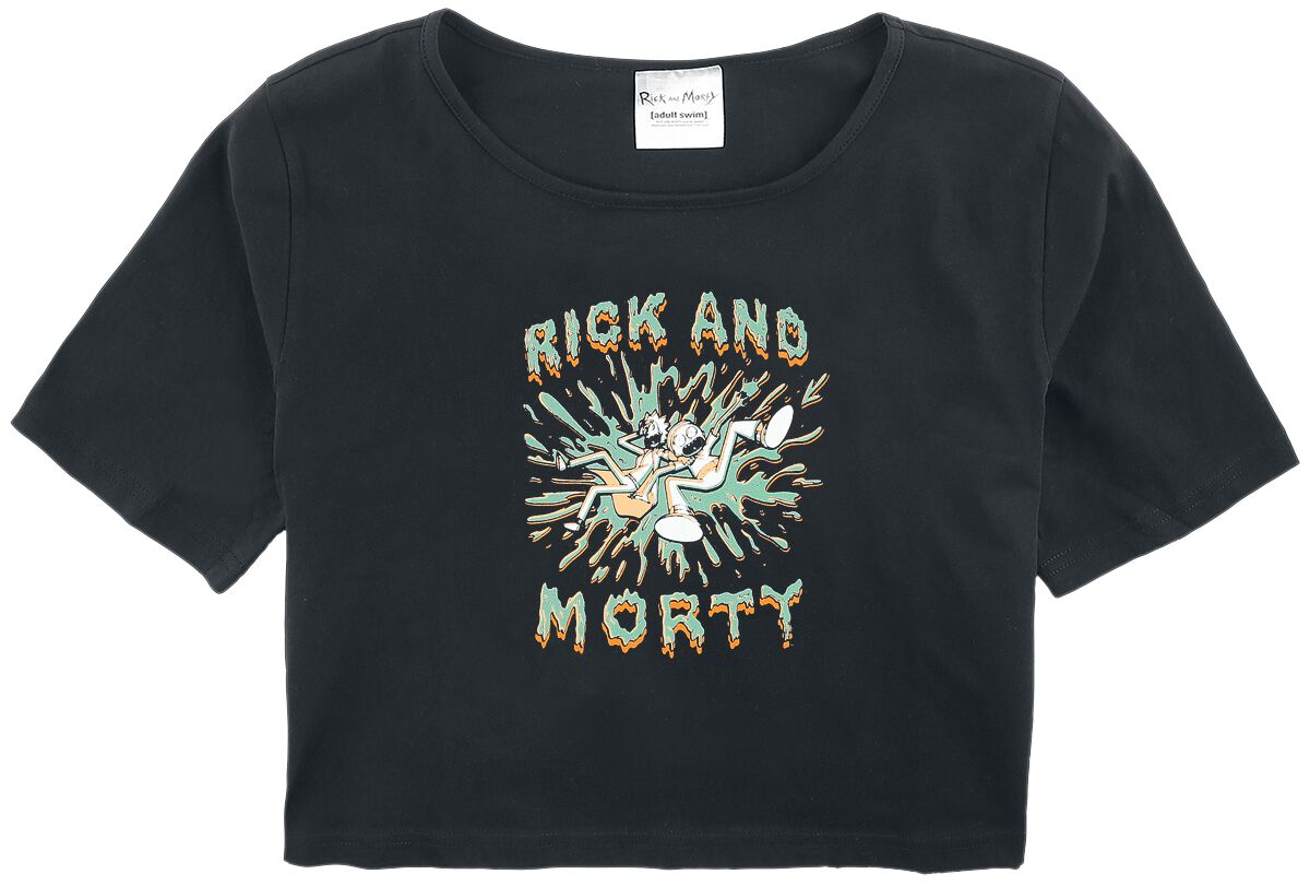 Rick And Morty T-Shirt - Kids - Splash - 140 bis 164 - für Mädchen - Größe 164 - schwarz  - Lizenzierter Fanartikel