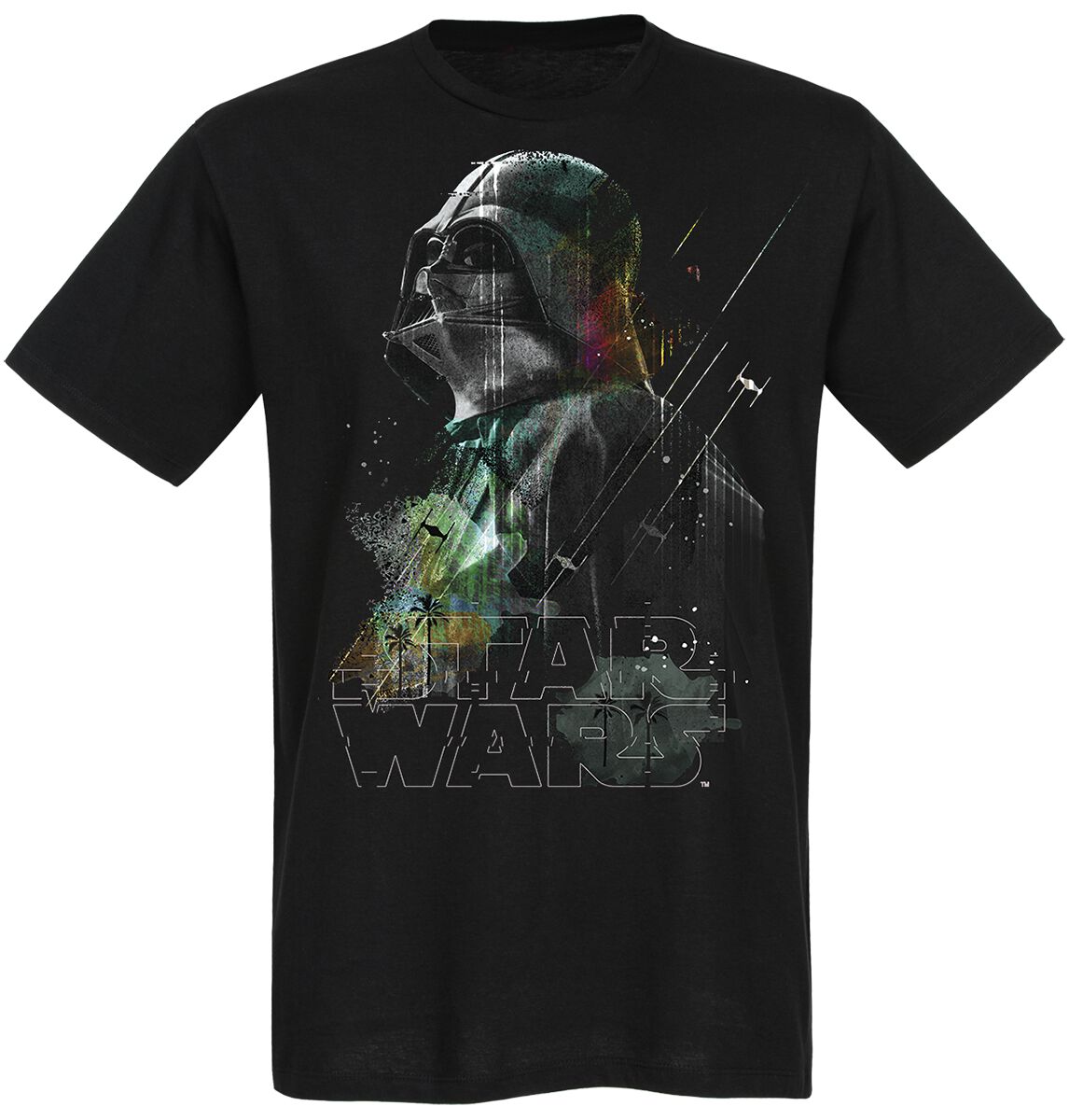 Star Wars T-Shirt - Tropical Vader - M bis 3XL - für Männer - Größe XL - schwarz  - Lizenzierter Fanartikel