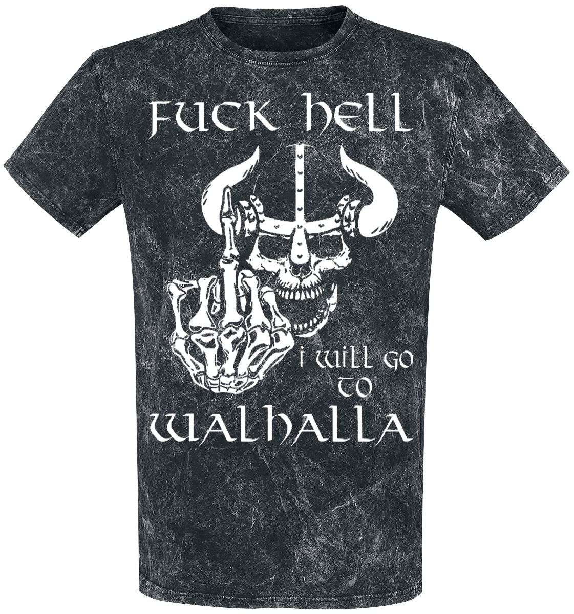 Image of T-Shirt Magliette Divertenti di Sprüche - Fuck Hell - I Will Go To Walhalla - M a 4XL - Uomo - grigio scuro