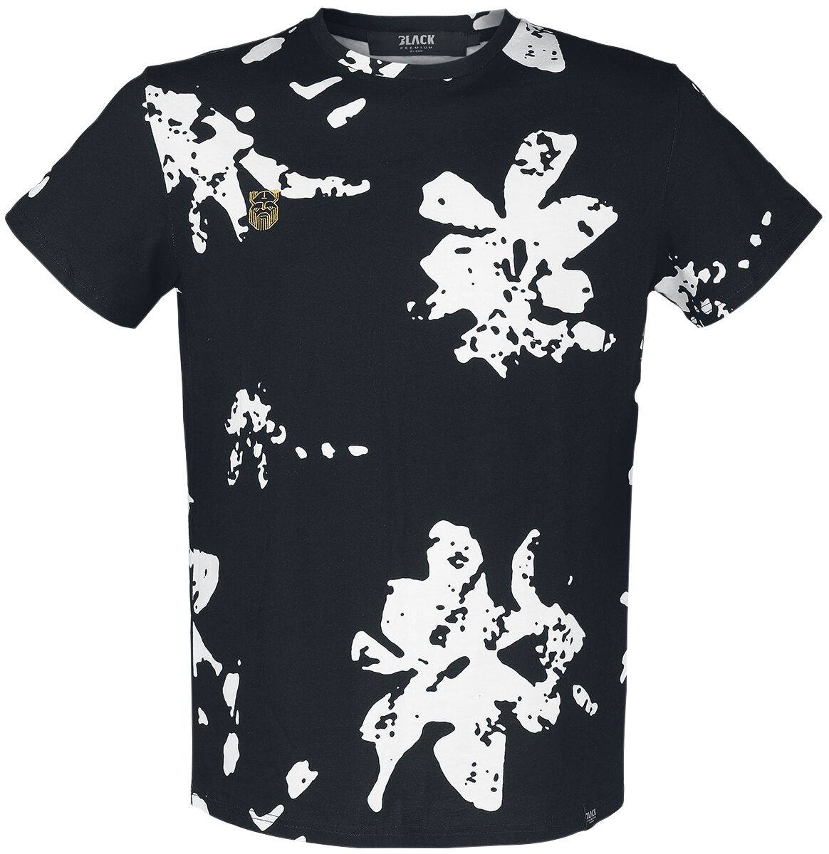 Image of T-Shirt di Black Premium by EMP - T-shirt with white flowers and small embroidered detail - S a XL - Uomo - nero
