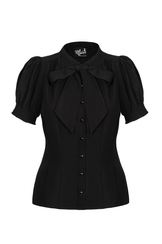 Blus Rockabilly av Hell Bunny - Turner Blouse - Dam - svart