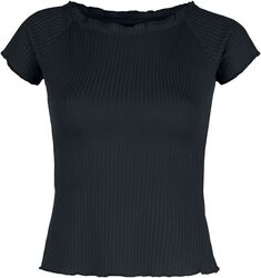 Schwarzes T-Shirt mit feinem Rippstoff, Black Premium by EMP, T-Shirt