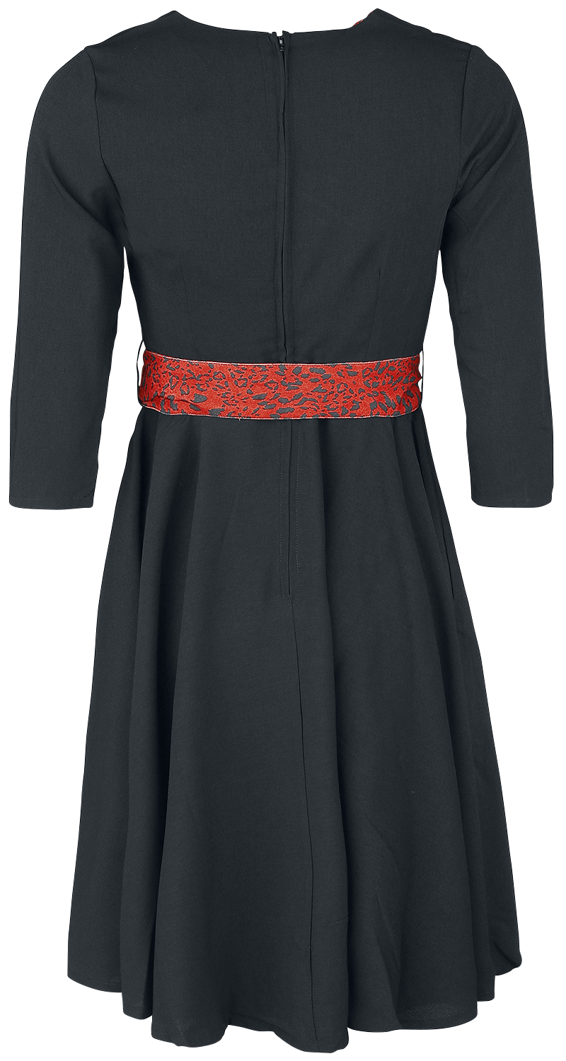 Timeless London - Rockabilly Kleid knielang - Lynette Animal Dress - XS bis L - für Damen - Größe XS - schwarz/rot