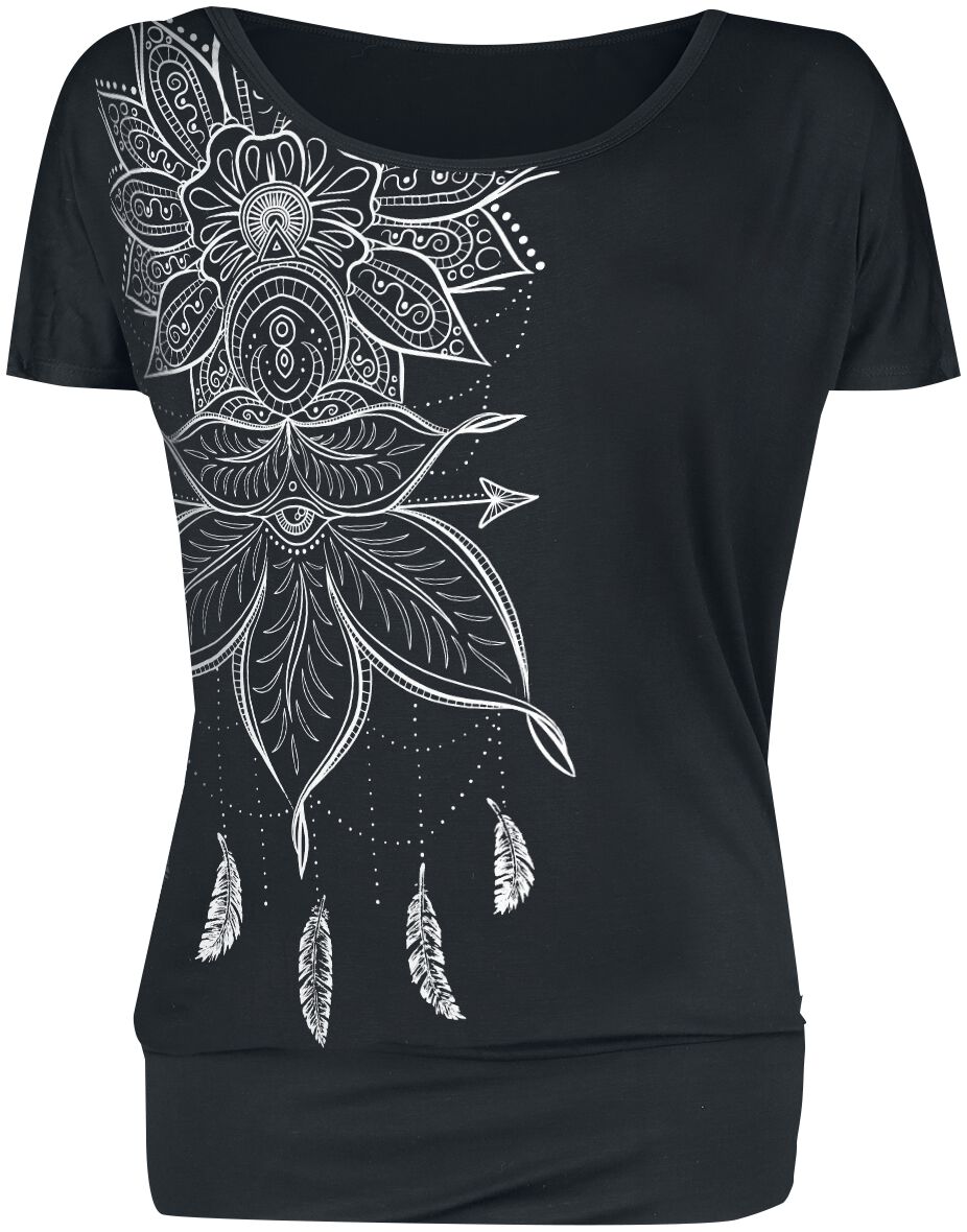 Gothicana by EMP T-Shirt - schwarzes T-Shirt mit Print und Rundhalsausschnitt - S bis 5XL - für Damen - Größe L - schwarz