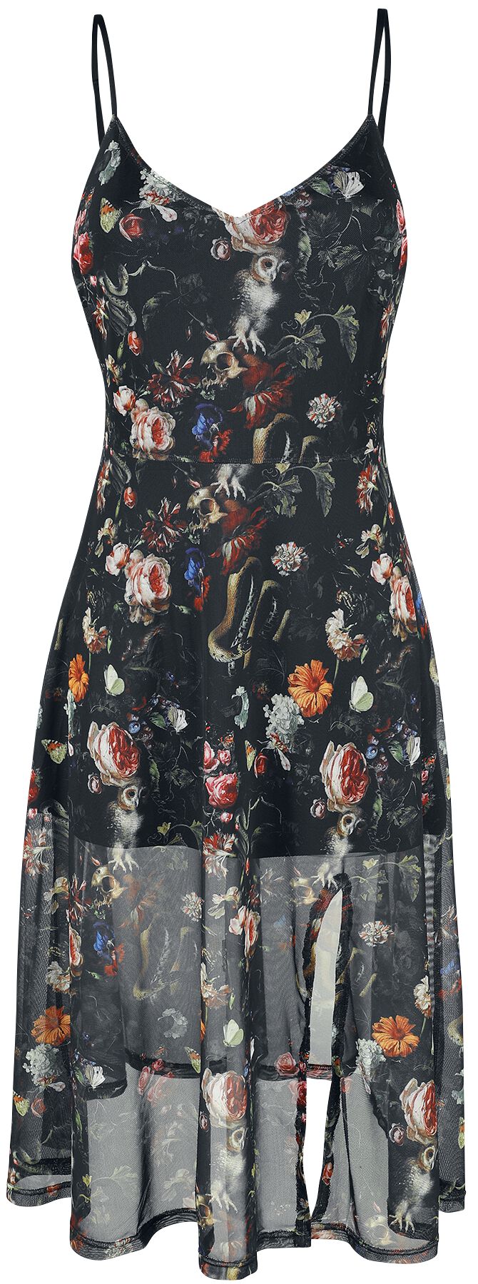 Image of Abito media lunghezza Gothic di Jawbreaker - Night Garden Print Midi Dress - L a 3XL - Donna - multicolore