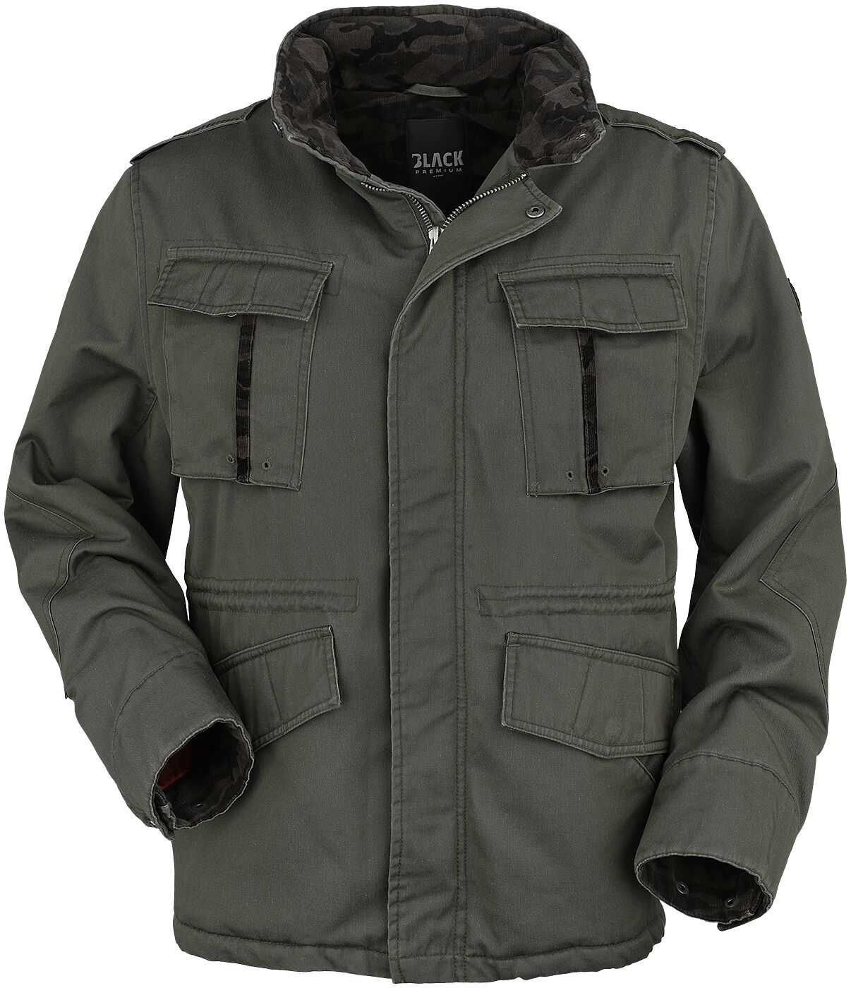 Black Premium by EMP Jacket with hidden hood Winterjacke oliv olivcamo in M