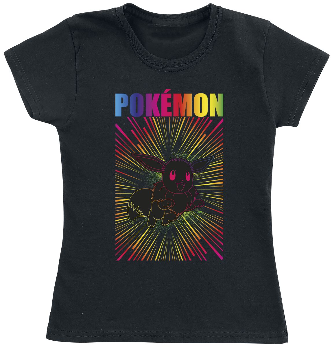 Pokémon – Gaming T-Shirt für Kinder – Kids – Evoli – Regenbogen – für Mädchen & Jungen – schwarz – EMP exklusives Merchandise! Pokémon – Gaming T-Shirt für Kinder – Kids – Evoli – Regenbogen – für Mädchen & Jungen – schwarz – EMP exklusives Merchandise!