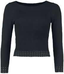 Pullover mit flachen Nieten, Black Premium by EMP, Strickpullover