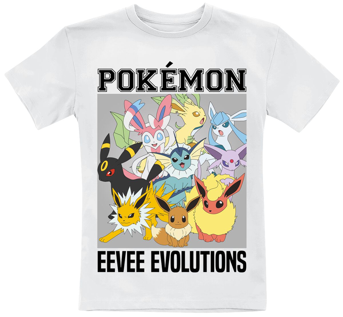 T-shirt Gaming de Pokémon - Kids - Evoli Evolutionen - 104 à 116 - pour filles & garçonse - blanc