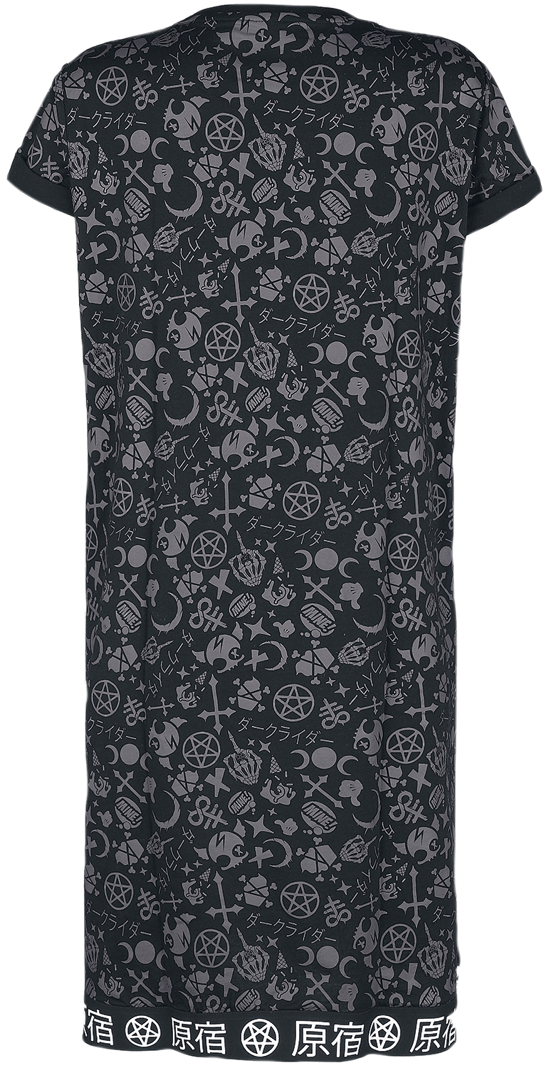 Black Blood by Gothicana - Gothic Kleid knielang - Phat Kandi X Black Blood by Gothicana T-Shirt Kleid - XS bis L - für Damen - Größe S - schwarz