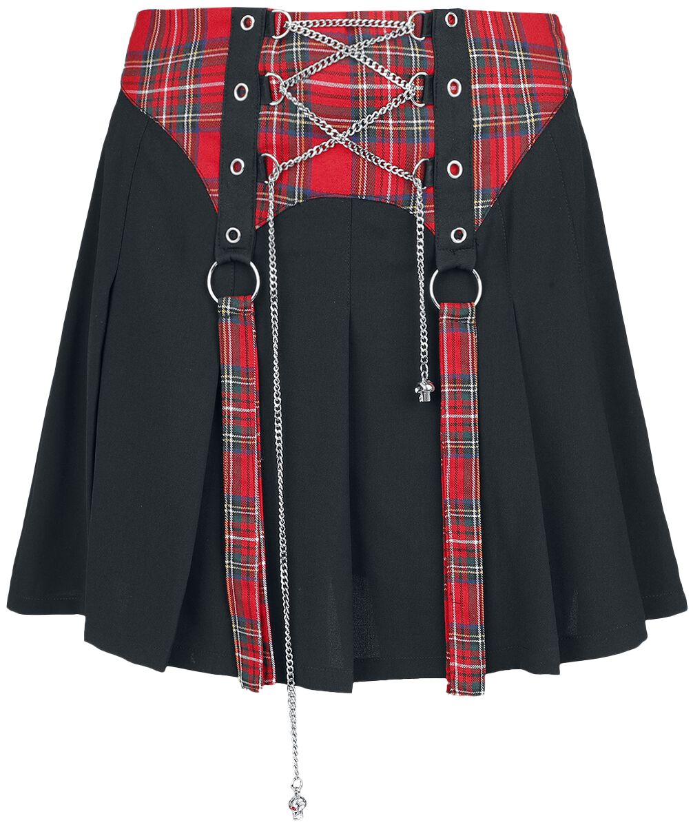 Banned Alternative - Gothic Kurzer Rock - Isadora Skirt - XS bis 4XL - für Damen - Größe S - schwarz/rot