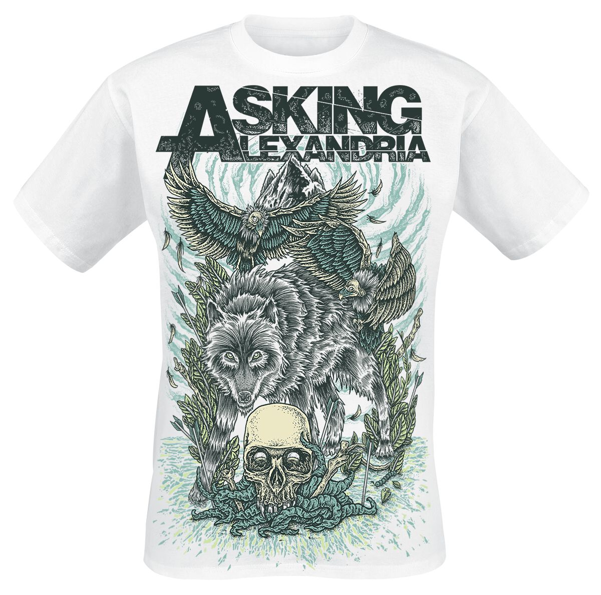 Asking Alexandria Winter Wolf T-Shirt weiß in XXL