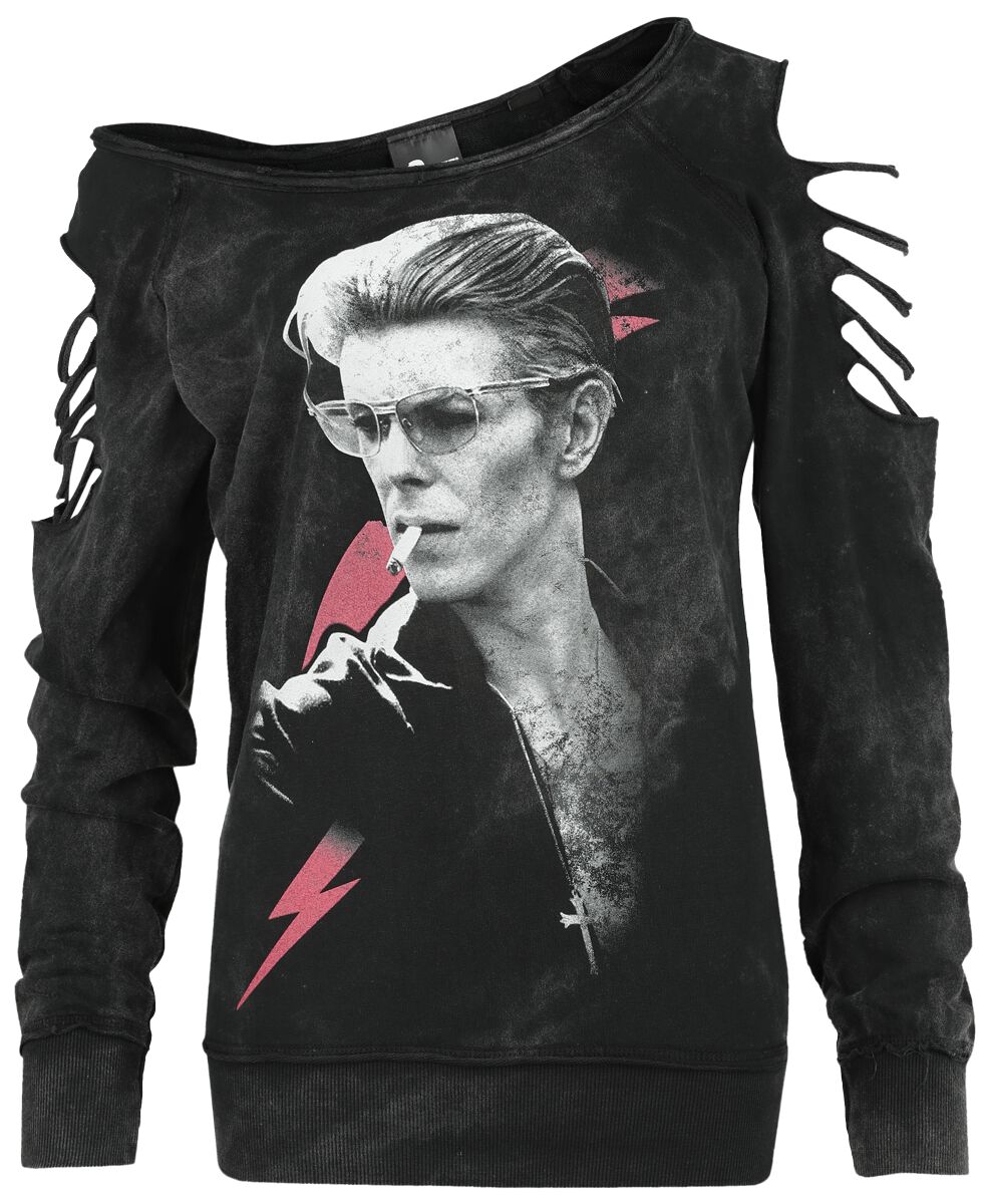 David Bowie Sweatshirt - Photo - S bis XXL - für Damen - Größe M - schwarz  - Lizenziertes Merchandise!